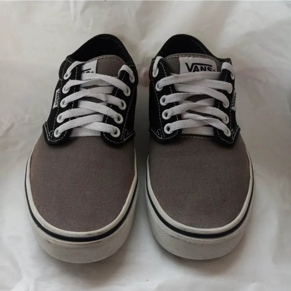 Vans Man's Atwood Sidewall Logo Grey/Black Skate Canvas Sneakers Size 7
